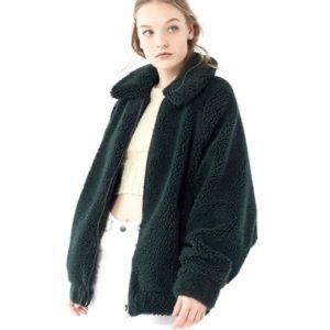 URBAN OUTFITTERS Dolman Teddy Jacket in BLACK